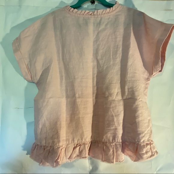 Soft Surrounding Pink Linen Peplum Top size Medium - Picture 6 of 7